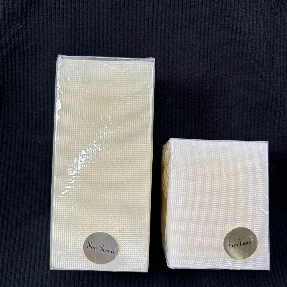 2 Square‎ Pillar Candles cream and white. 2.75” square, New.